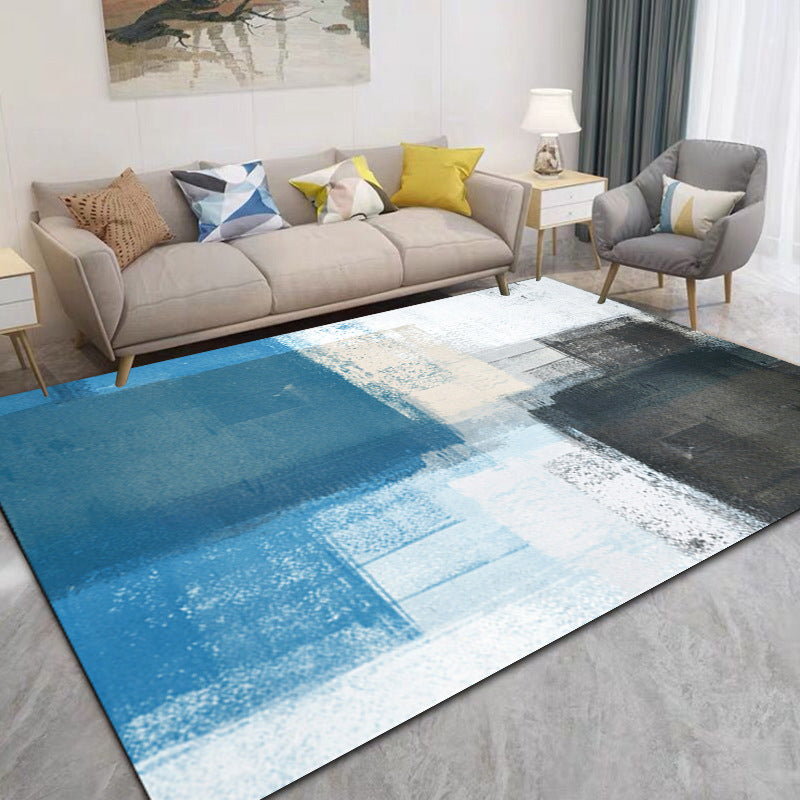 Apricot Abstract Print Rug Polyester Simple Rug Non-Slip Backing Rug for Living Room