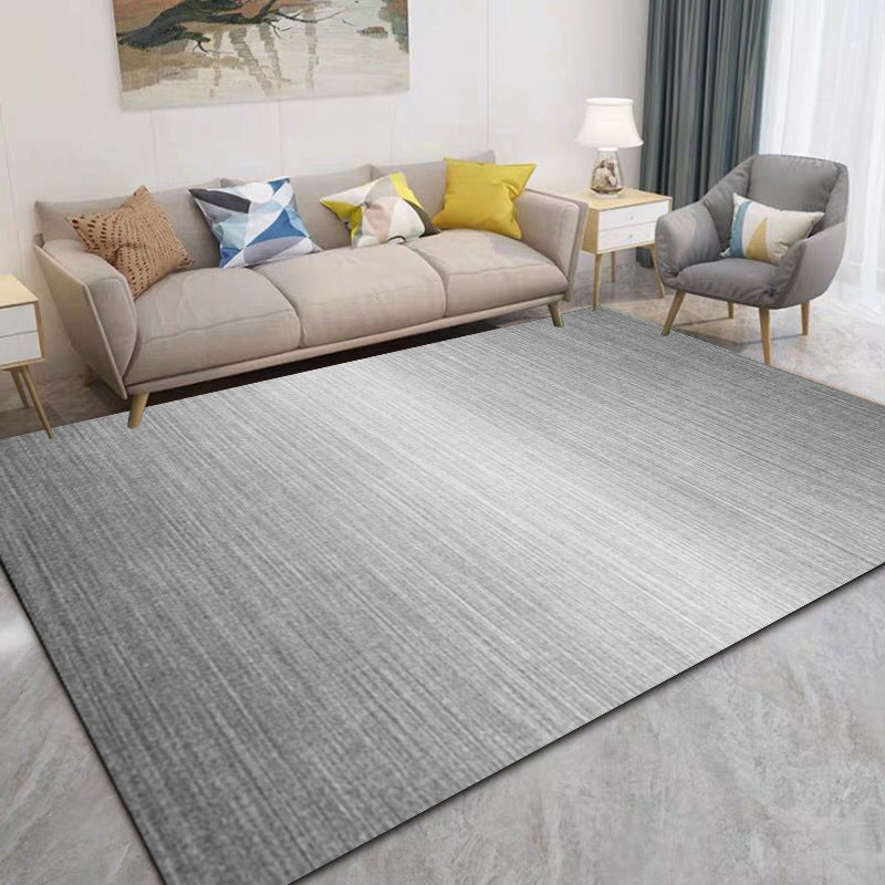 Gray Modern Rug Polyester Leaves Rug Non-Slip Backing Rug for Living Room
