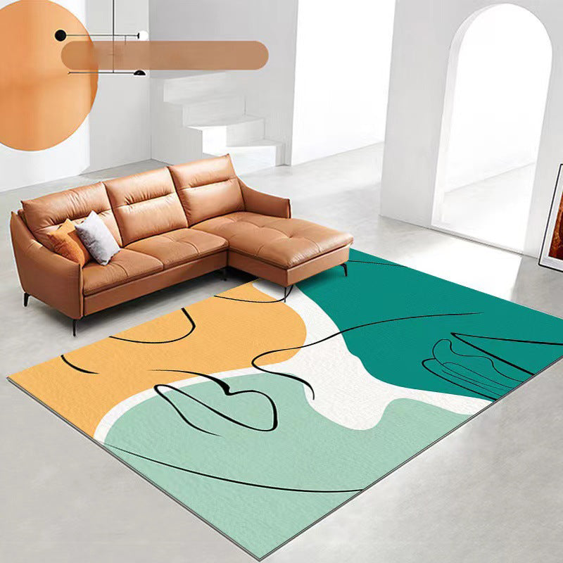 Orange  Modern Rug Polyester Color Piece Rug Non-Slip Backing Rug for Living Room