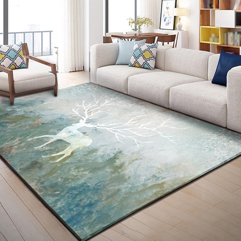 Gray Simple Carpet Polyester Deer Carpet Darwing Area Carpet for Living Room