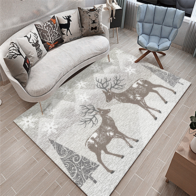 Gray Simple Carpet Polyester Deer Carpet Darwing Area Carpet for Living Room