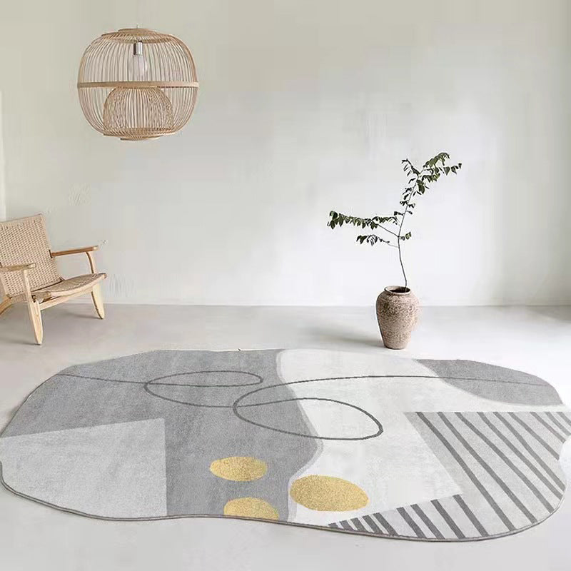 White Color Piece Rug Polyester Simple Rug Stain Resistant Rug for Living Room