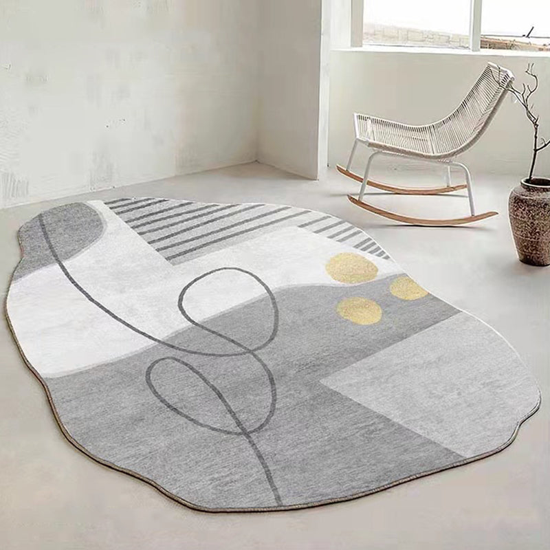White Color Piece Rug Polyester Simple Rug Stain Resistant Rug for Living Room