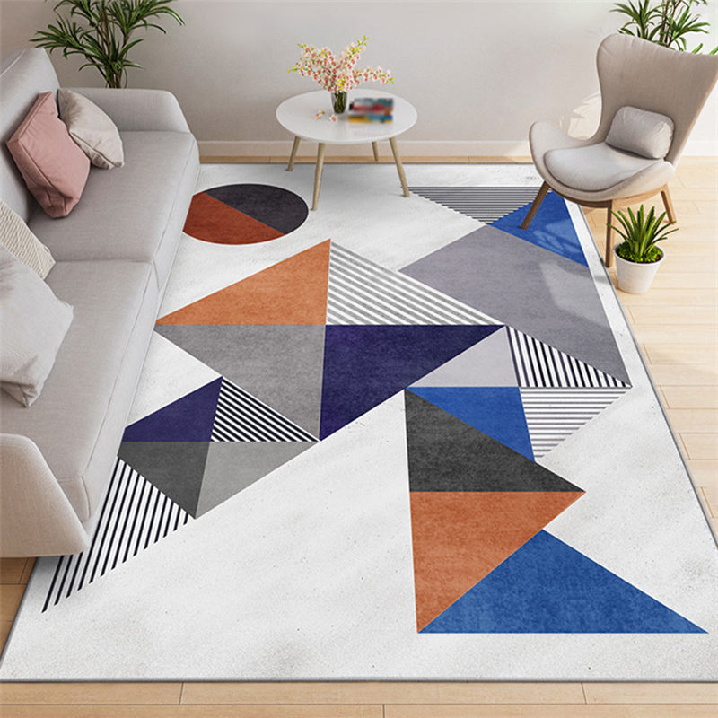 Orange Modern Rug Polyester Geometric Print Rug Non-Slip Backing Rug for Living Room