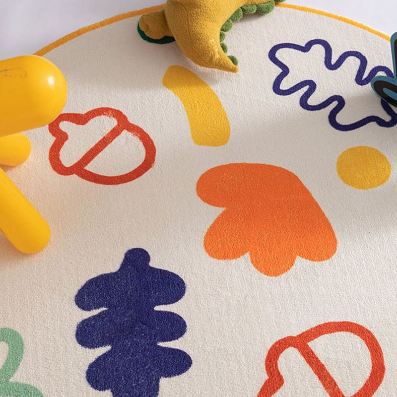 White Modern Rug Polyester Graphic Rug Stain Resistant Rug for Home Decor