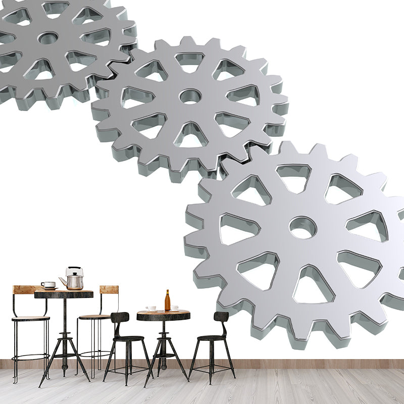 Metal Gear Wall Mural Wallpaper Contemporary for Living Room Decoration