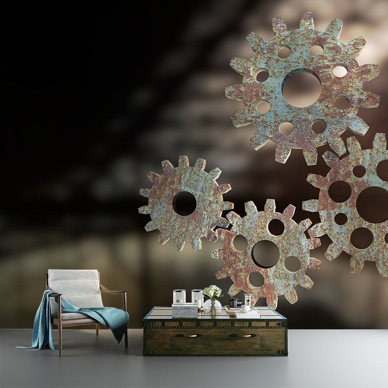 Metal Gear Wall Mural Wallpaper Contemporary for Living Room Decoration