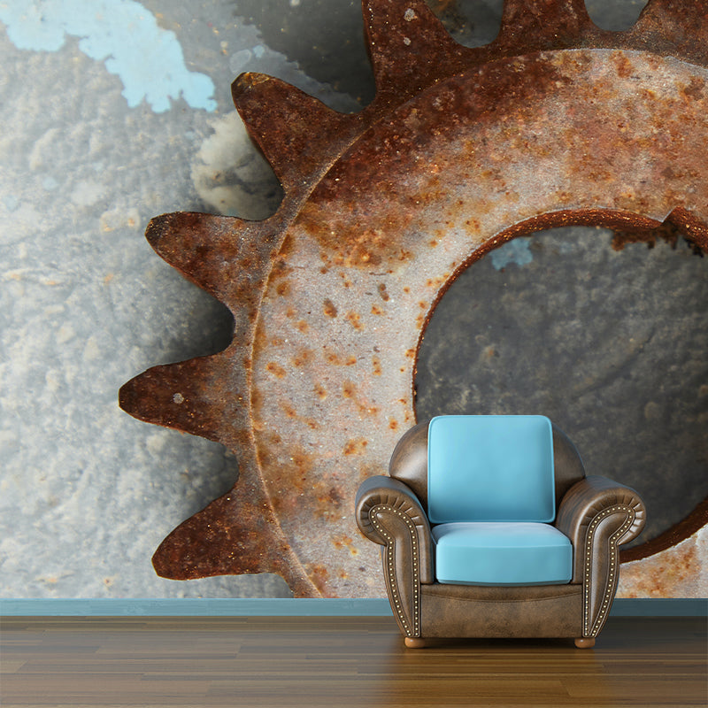 Industrial Style Metal Removable Wall Mural for Sitting Room, Moisture Resistant