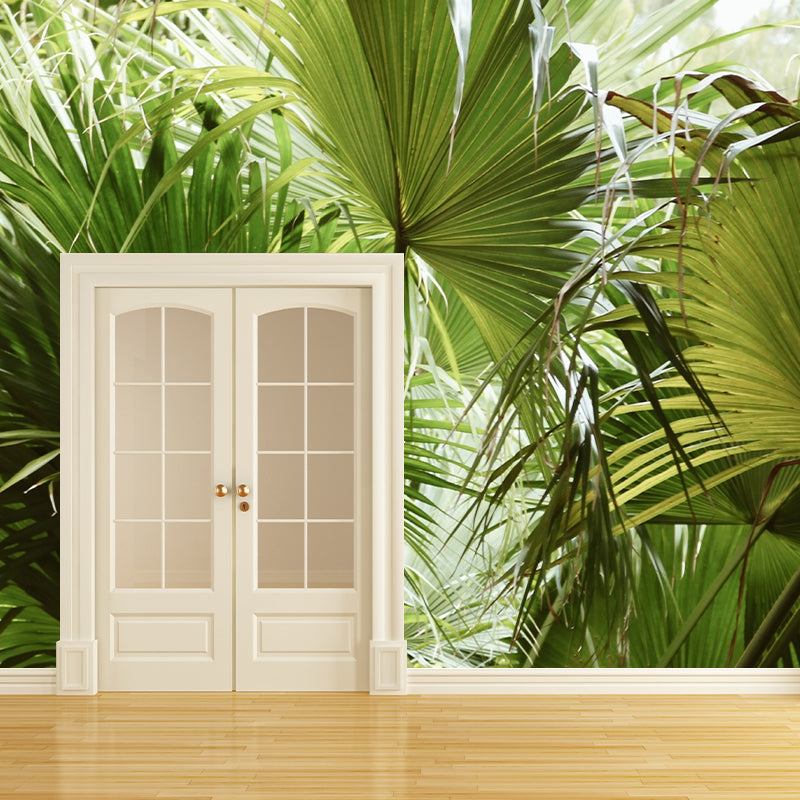 Tropical Leaves Mural Stain-Resistant Wall Decor for Guest Room, Personalized Size