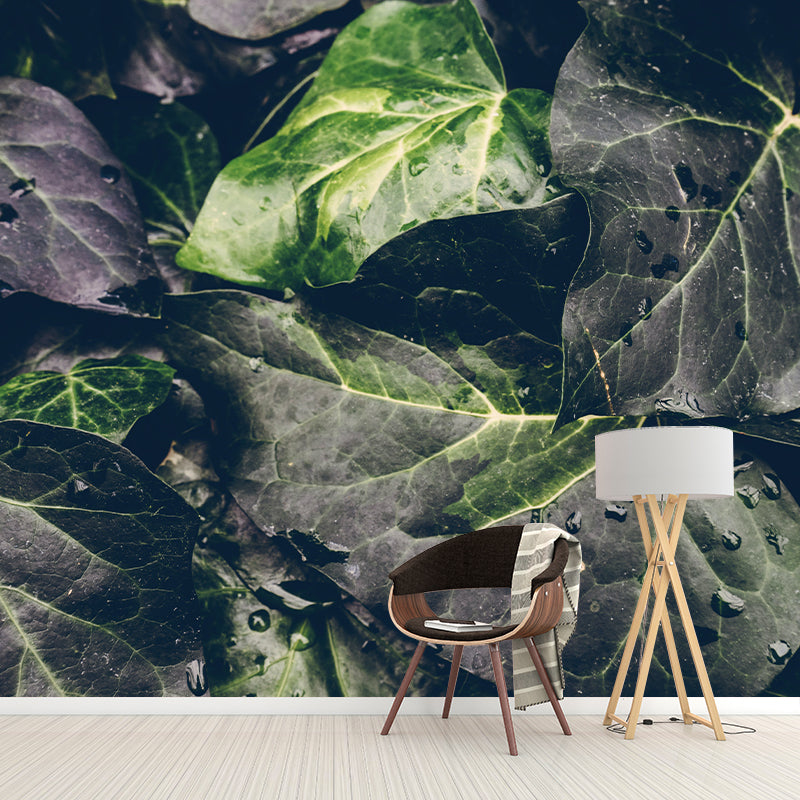 Tropical Leaves Mural Stain-Resistant Wall Decor for Guest Room, Personalized Size