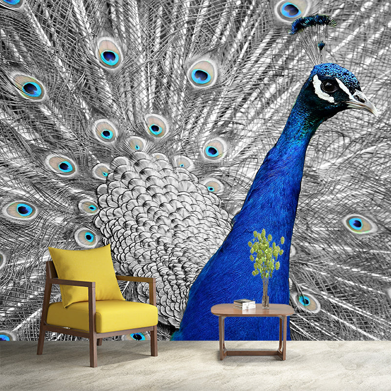 Peacock Customized Contemporary Style Mural Water Resistant for Living Room