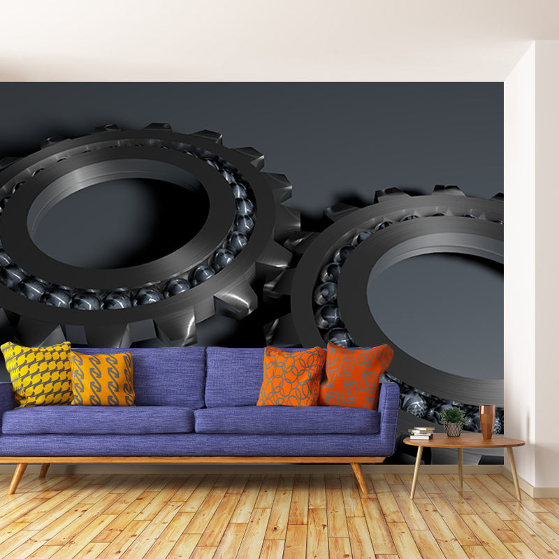 Gearwheel Full Size Wall Covering for Sitting Room Water Resistant Wall Mural Decal