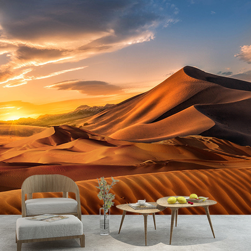 Desert Mural Wallpaper Moisture Resistant Wall Covering for Sitting Room