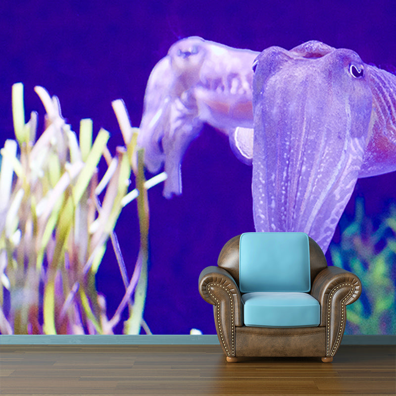 Rich Marine Life Mural Wallpaper Moisture Resistant Wall Covering for Sitting Room