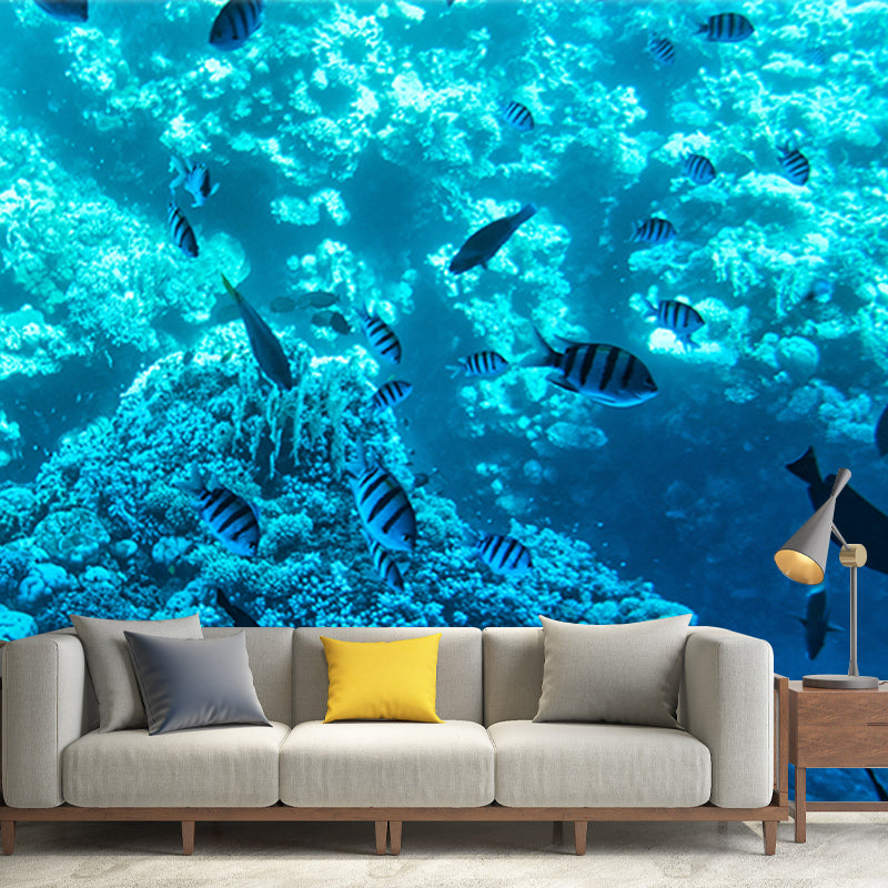 Tropical Marine Life Moisture-Resistant Mural Wallpaper, Personalized Size Available