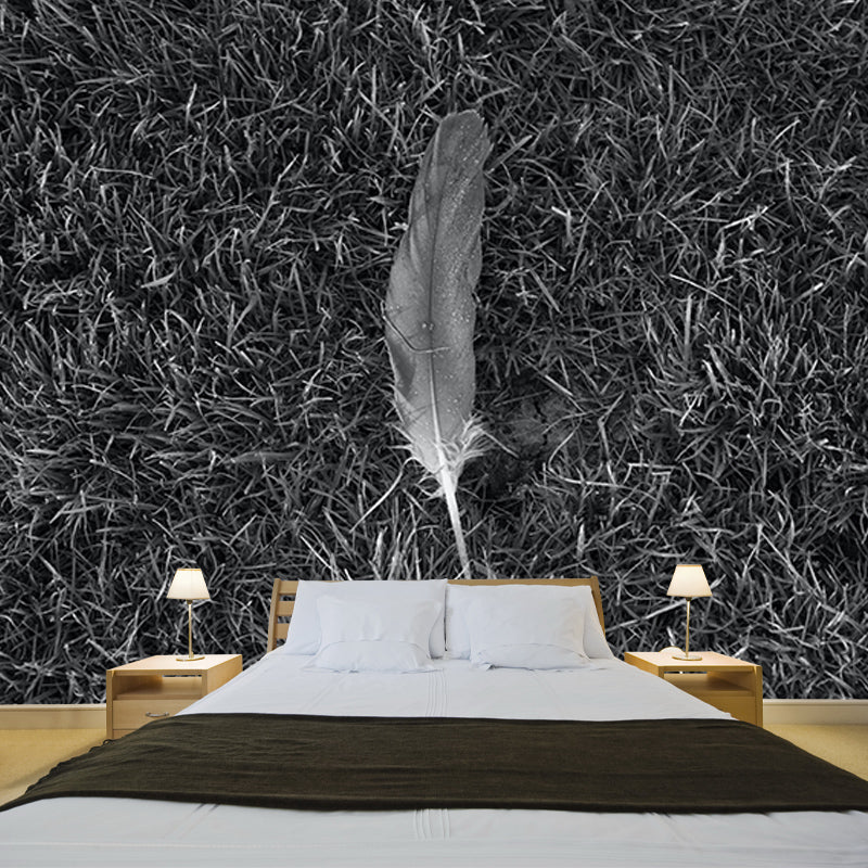 Bird Feather Wall Covering Water Resistant Wall Mural Decal for Living Room