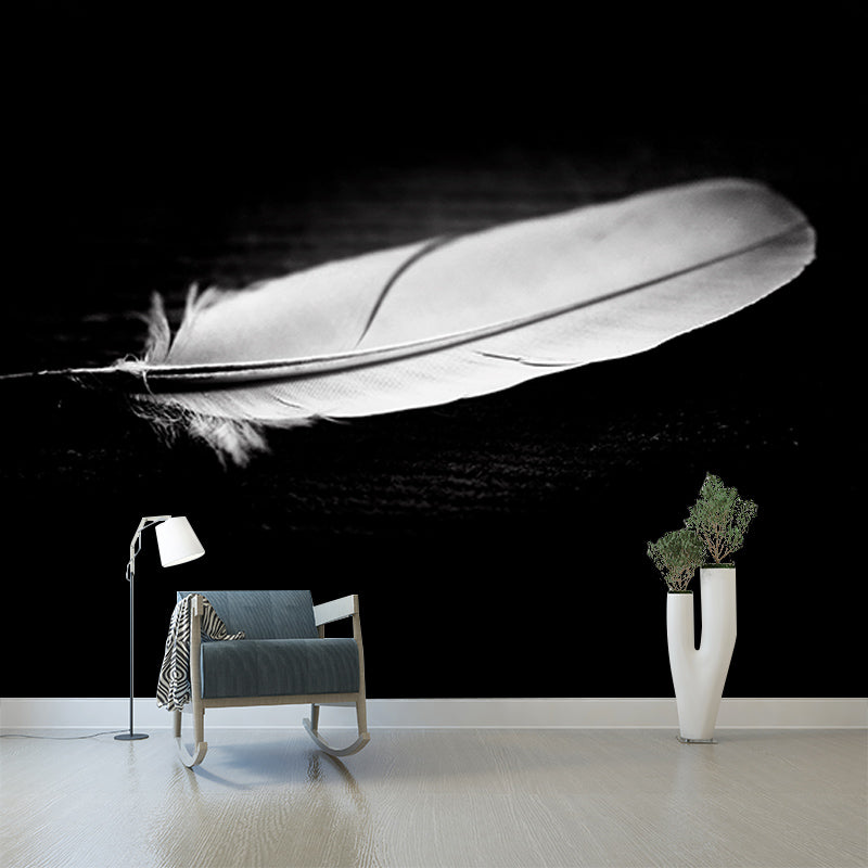 Decor Bird Feather Mural for House Interior Moisture Resistant, Custom Size Available