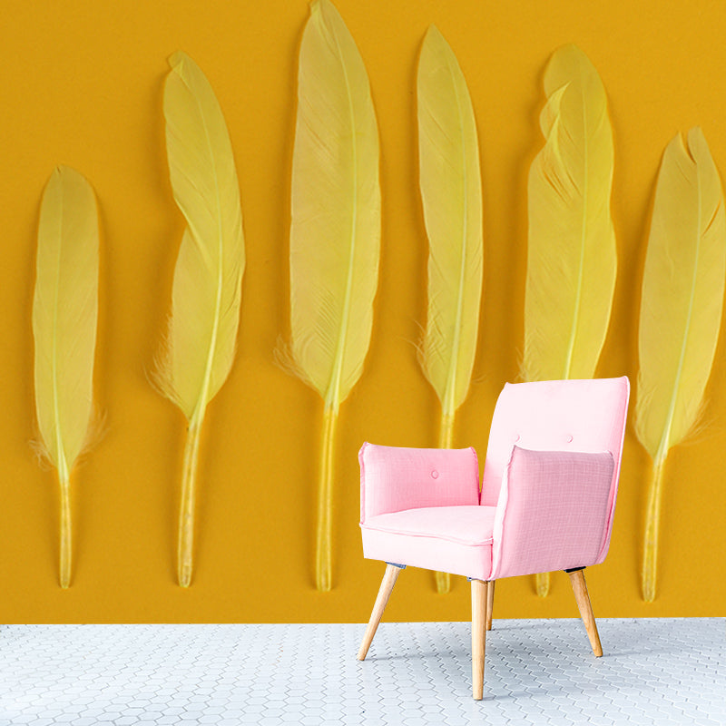 Decor Bird Feather Mural for House Interior Moisture Resistant, Custom Size Available