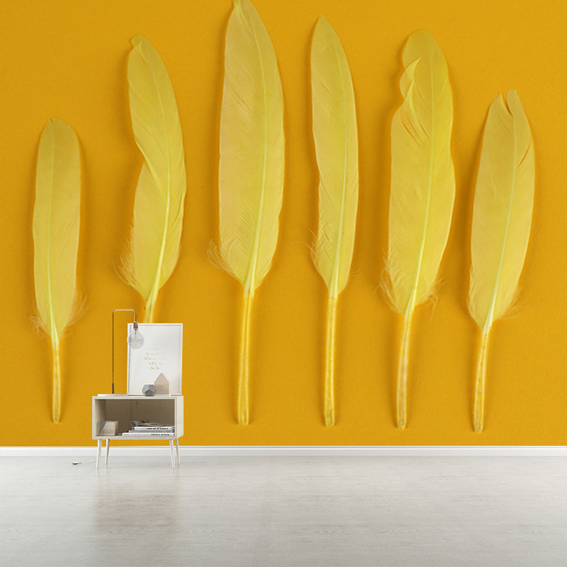 Decor Bird Feather Mural for House Interior Moisture Resistant, Custom Size Available