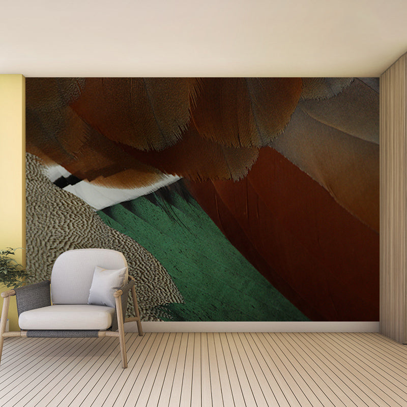 Feather Mural Modern Light Color for Girls Bedroom Wall Art, Custom Size