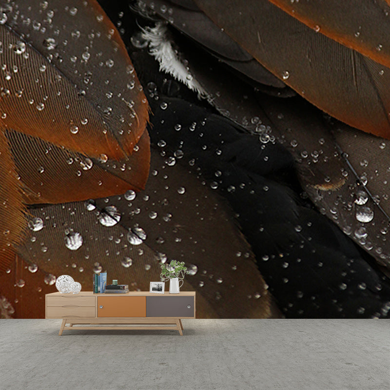 Feather Mural Modern Light Color for Girls Bedroom Wall Art, Custom Size