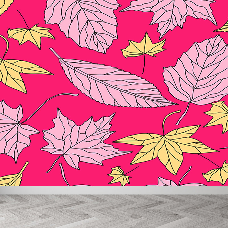 Plants Illustration Wall Mural Tropical Girls Room Mural for Wall Decor, Custom Size