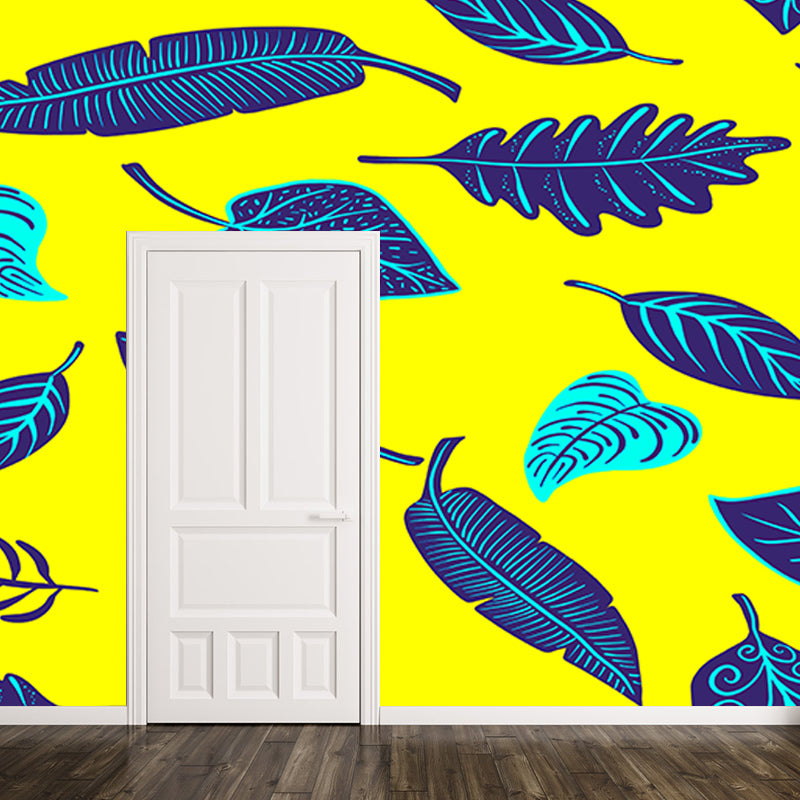 Plants Illustration Wall Mural Tropical Girls Room Mural for Wall Decor, Custom Size
