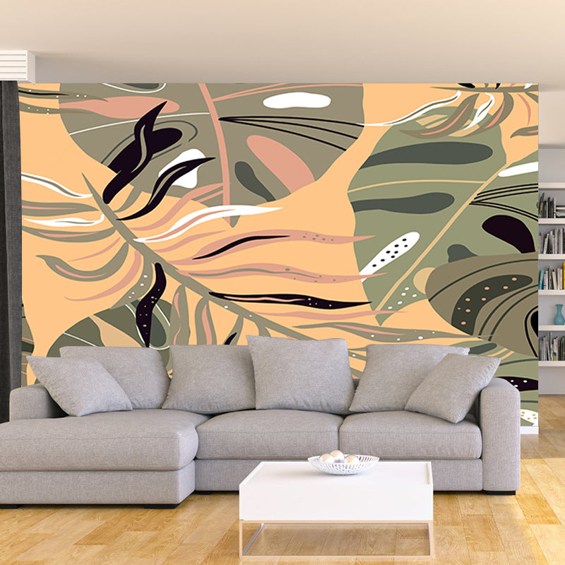 Tropical Plants Illustration Mural Stain Resistant Wall Art for Home Decor