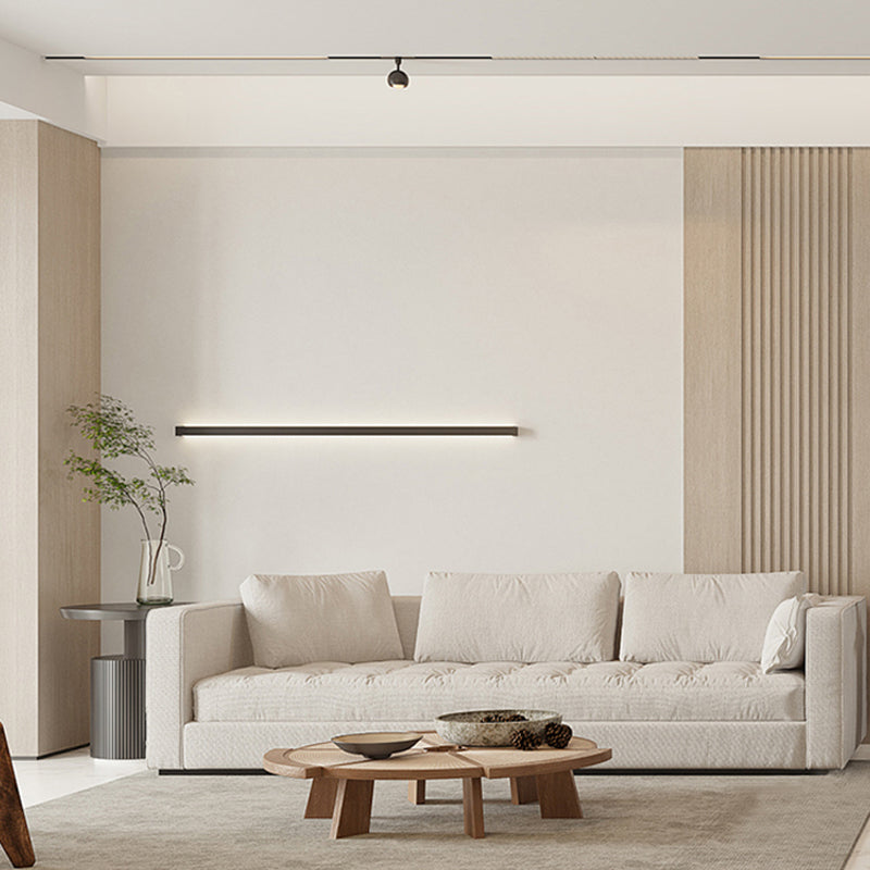 Linear Shape Metal Wall Light Modern Single Light Wall Mount Light Fixture in Black