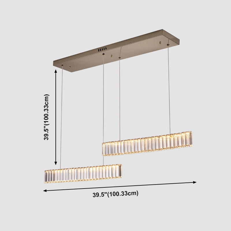 Modern Crystal Chandelier Lamp Linear LED Island Pendant for Dining Room