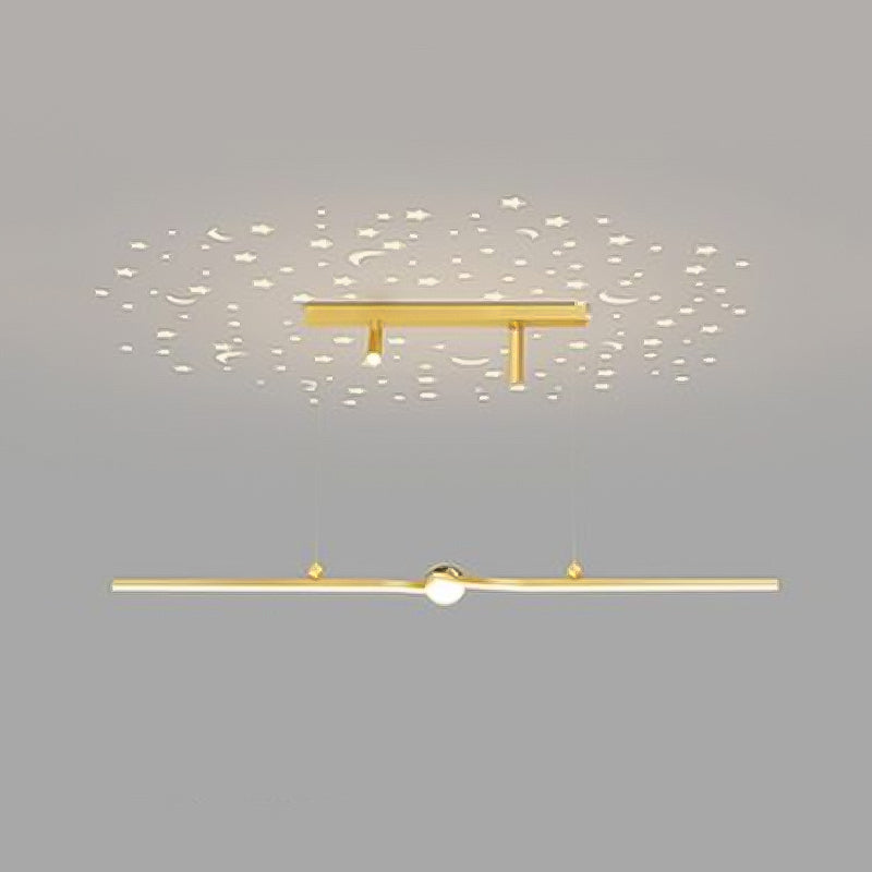 Modern Aluminum Chandelier Lamp Linear LED Island Pendant for Dining Room