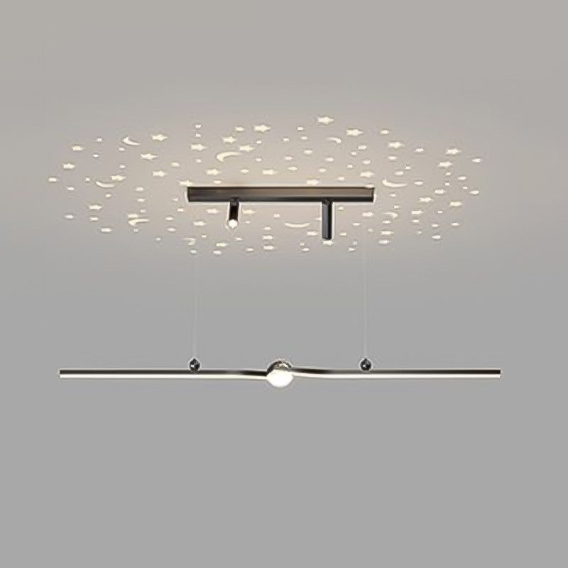 Modern Aluminum Chandelier Lamp Linear LED Island Pendant for Dining Room