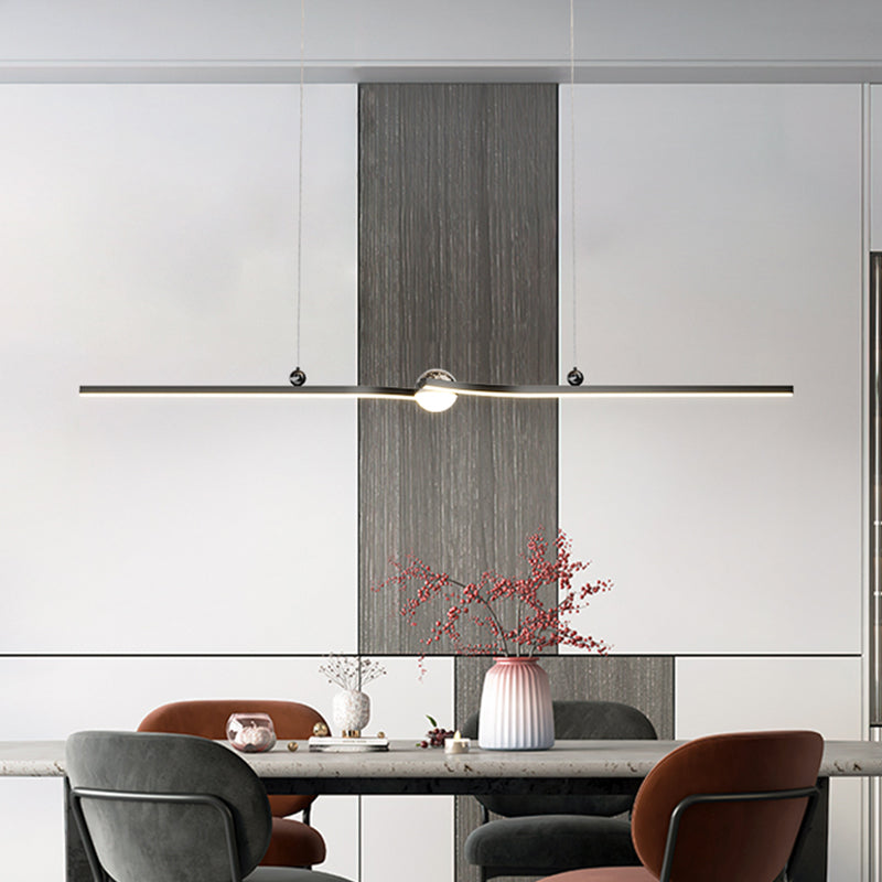 Modern Aluminum Chandelier Lamp Linear LED Island Pendant for Dining Room