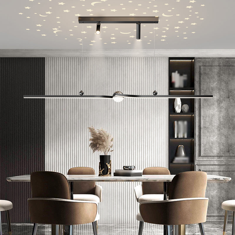 Modern Aluminum Chandelier Lamp Linear LED Island Pendant for Dining Room