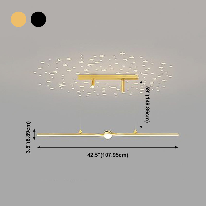 Modern Aluminum Chandelier Lamp Linear LED Island Pendant for Dining Room