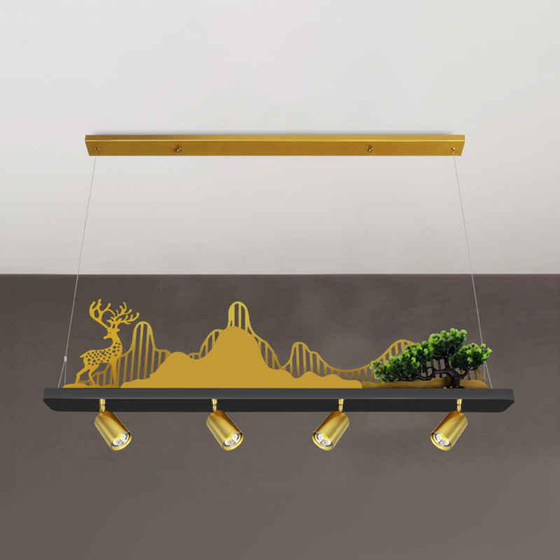 Geometry Shape Island Lights Modern Style Metal Island Lighting in Gold