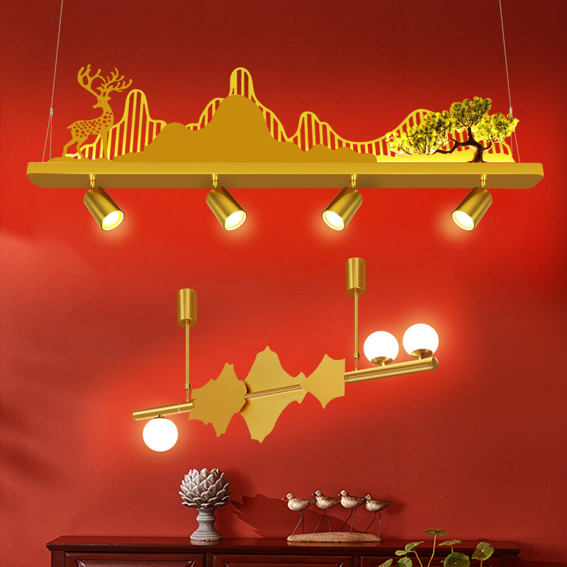 Geometry Shape Island Lights Modern Style Metal Island Lighting in Gold