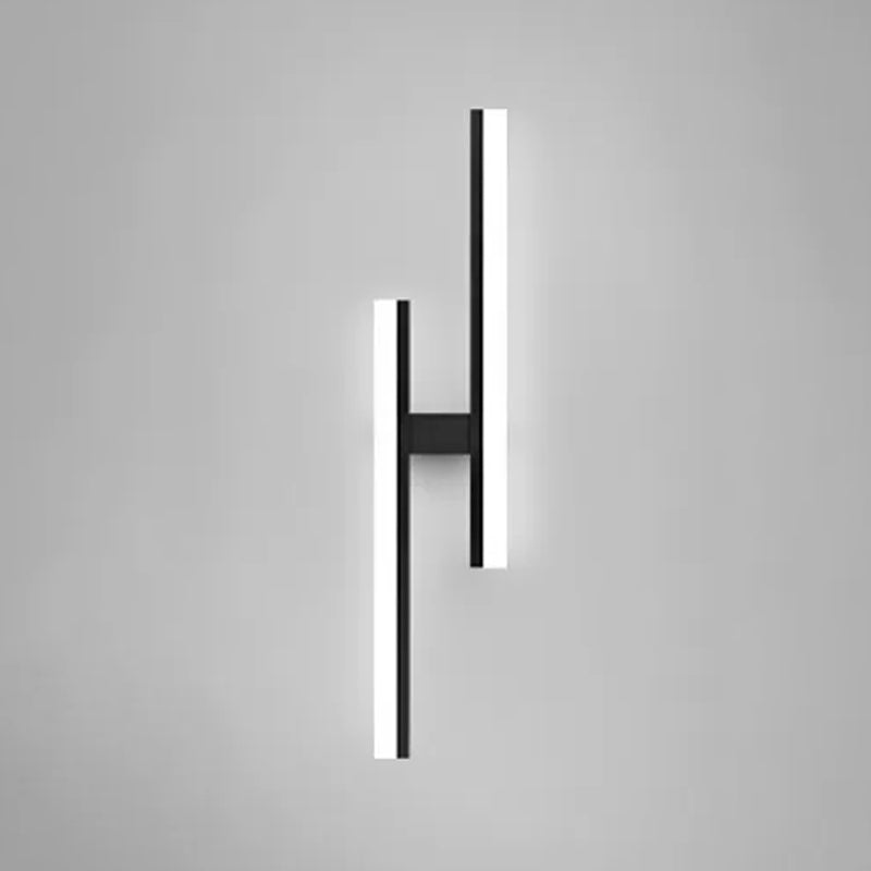 Forma lineal Luz de pared de metal Estilo moderno 2 luces Luz de montaje de pared Luz de luz en negro