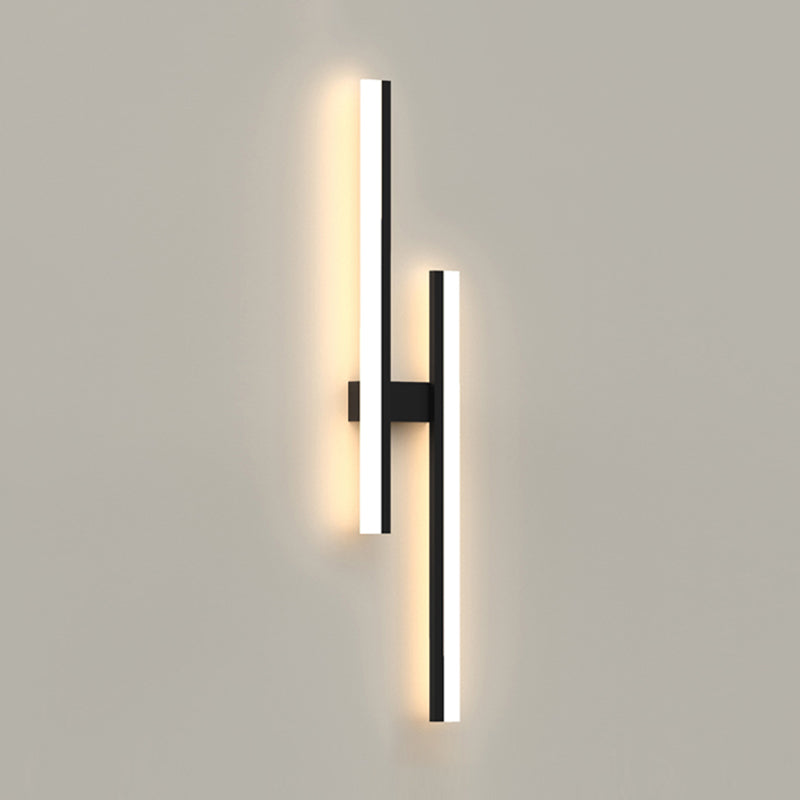 Forma lineal Luz de pared de metal Estilo moderno 2 luces Luz de montaje de pared Luz de luz en negro