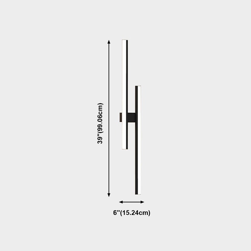 Forma lineal Luz de pared de metal Estilo moderno 2 luces Luz de montaje de pared Luz de luz en negro