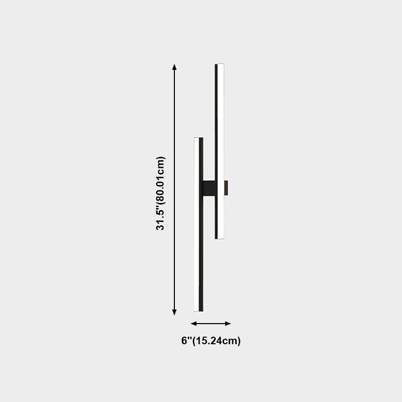 Forma lineal Luz de pared de metal Estilo moderno 2 luces Luz de montaje de pared Luz de luz en negro