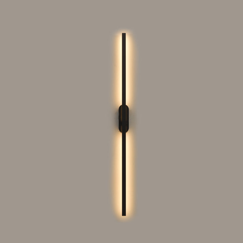 Forma lineal Luz de pared de metal Estilo moderno de 2 luces Luz de pared de pared en negro