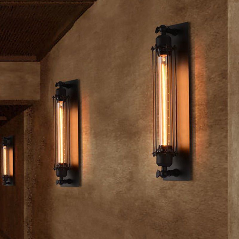 Illuminazione da parete rettangolo metallica in stile industriale 1 lampada da parete leggera