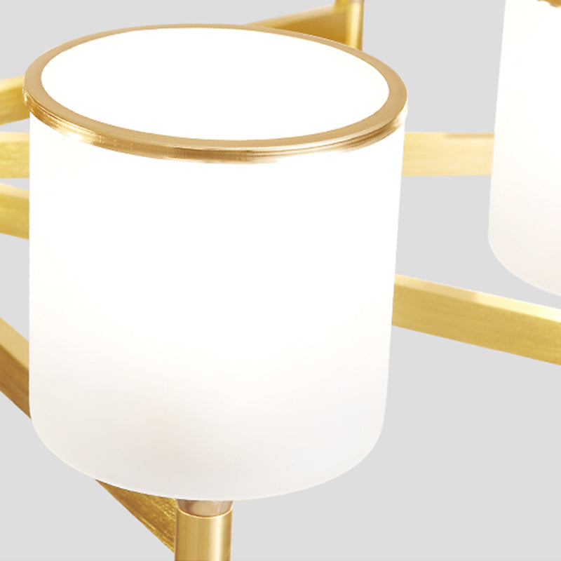 Modern Creative Cylindrical Pendant Light Lacquered Iron Chandelier with White Glass Shade