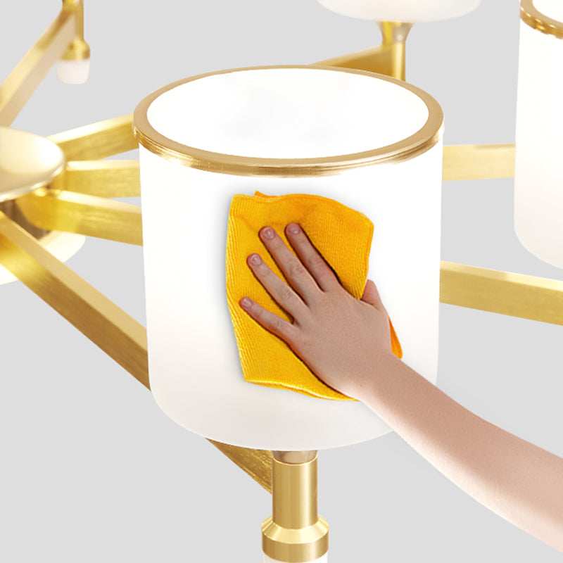 Modern Creative Cylindrical Pendant Light Lacquered Iron Chandelier with White Glass Shade