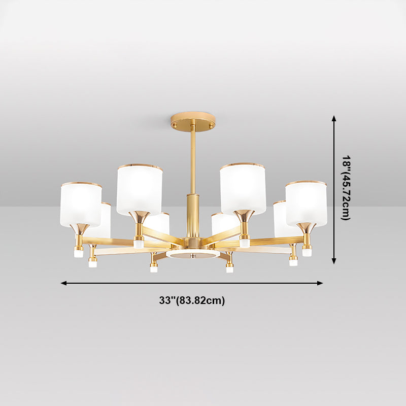 Modern Creative Cylindrical Pendant Light Lacquered Iron Chandelier with White Glass Shade