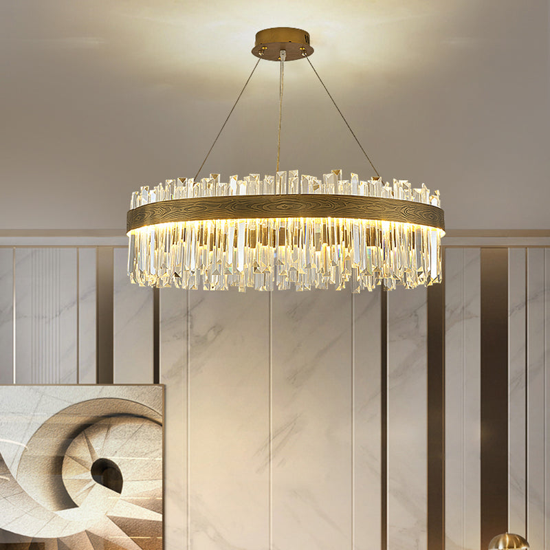 Gold Nordic Modern Lighting Fixtures Crystal Circle Down Lighting Pendant
