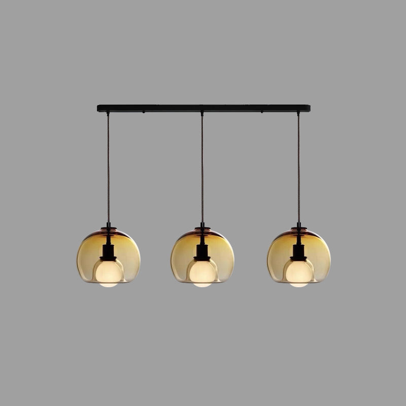 Modern Artistic Indoor Pendant Light Lacquered Iron Globe Hanging Lamp with Glass Shade