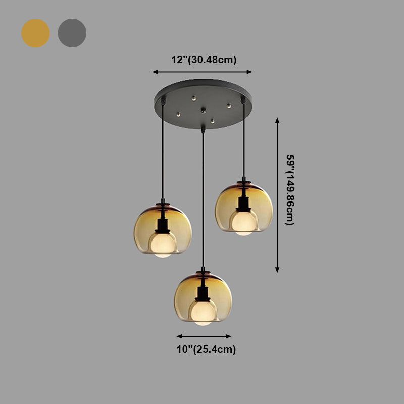 Modern Artistic Indoor Pendant Light Lacquered Iron Globe Hanging Lamp with Glass Shade