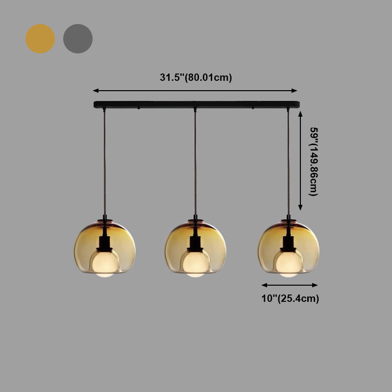 Modern Artistic Indoor Pendant Light Lacquered Iron Globe Hanging Lamp with Glass Shade